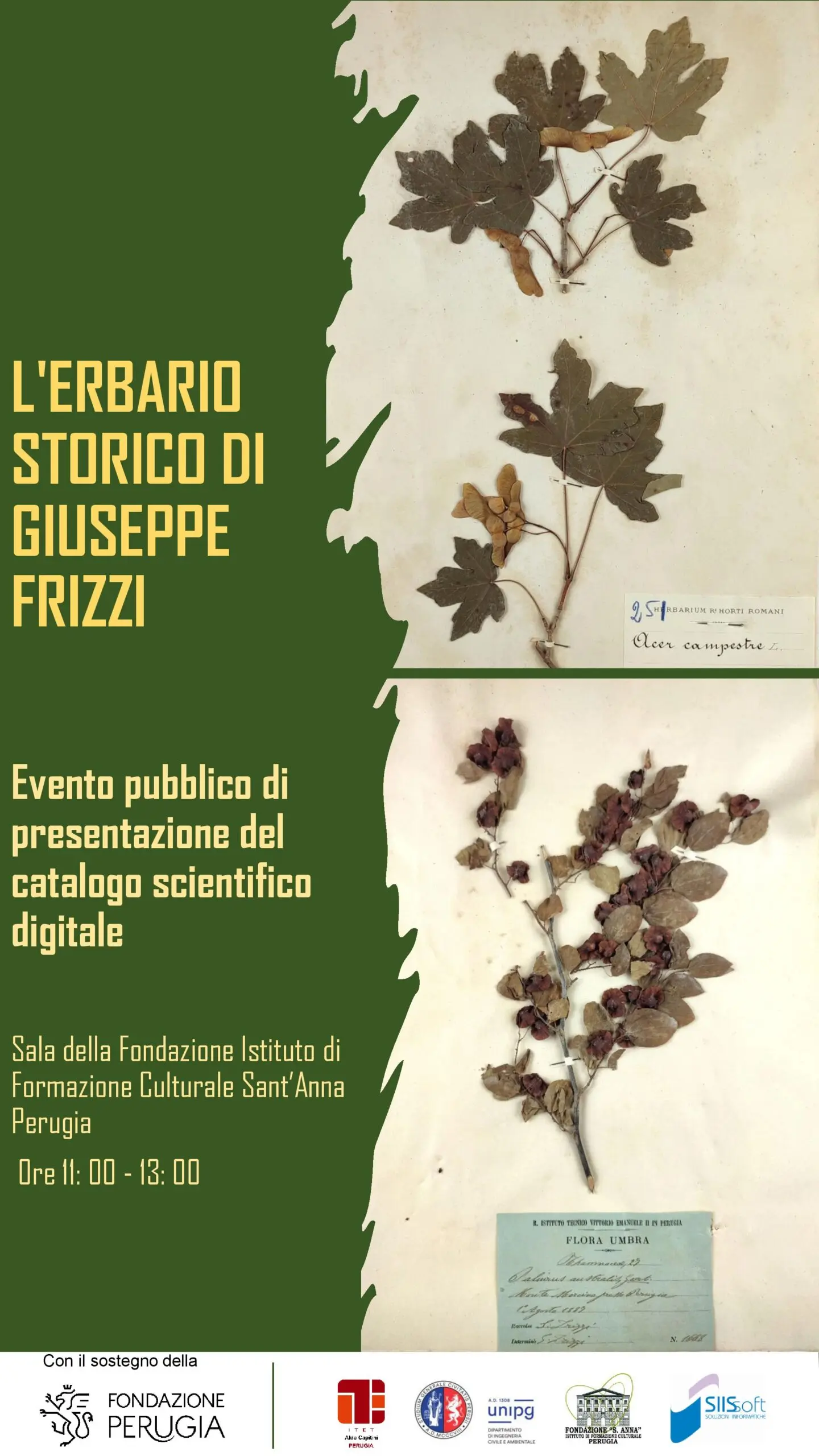 Locandina progetto erbario storico Frizzi - Presentazione Catalogo Scientifico Digitale